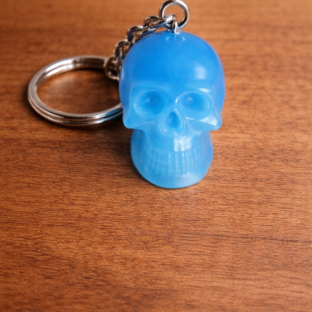 handmade resin Blue Skull head  Keychain